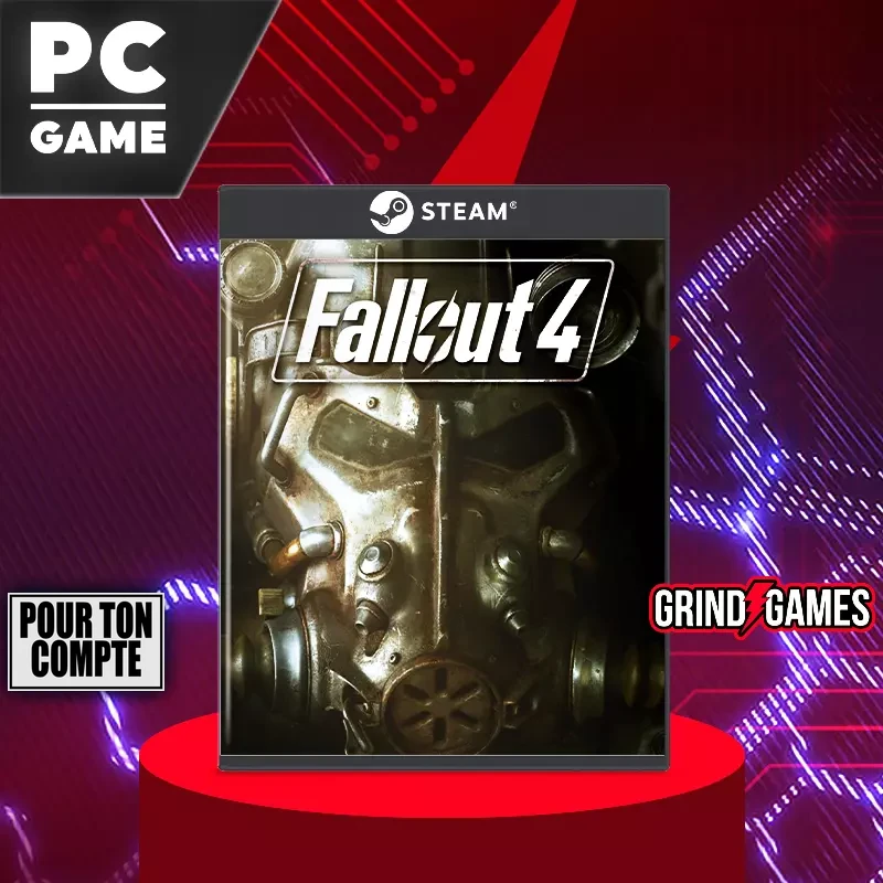 Jaquette du jeu PC Fallout 4 sur fond rouge