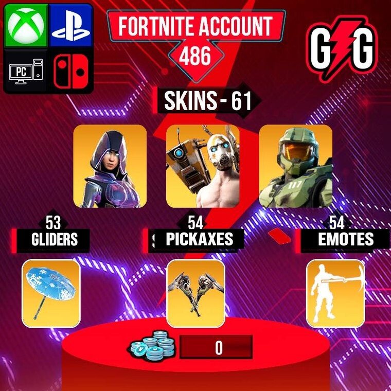 Fortnite OG Account – 61 Skins | Glow | Psycho Bandit | Master Chief