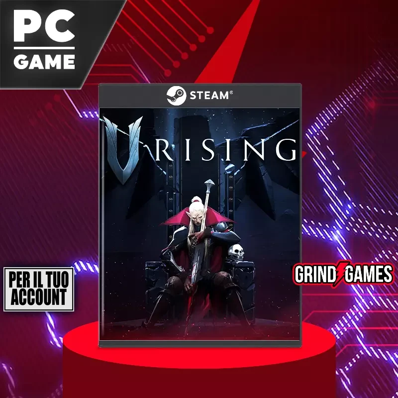 Copertina del gioco V Rising per PC su un piedistallo rosso