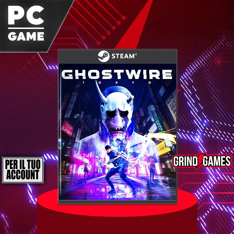 Copertina del gioco per PC Ghostwire Tokyo con maschera stilizzata