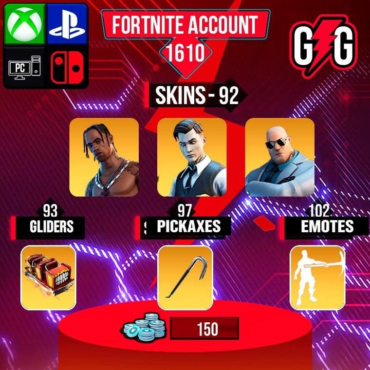 Conta Fortnite OG – 92 skins | Travis Scott | Midas | Brutus