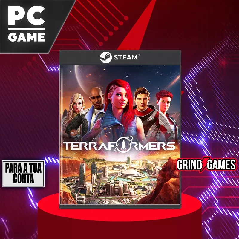 Design da caixa do jogo PC Terraformers